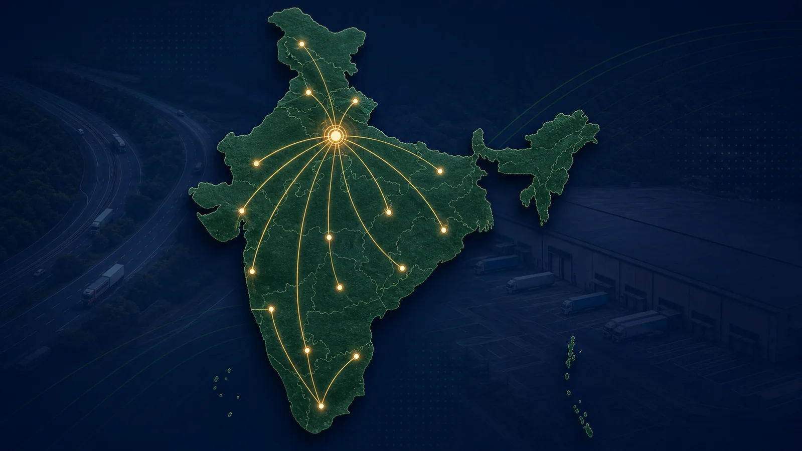 Illustrative India transport route network from the Ghaziabad region